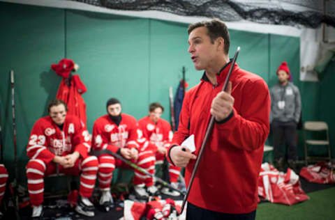 BOSTON, MA – JANUARY 08: Boston University Terriers men’s hockey coach David Quinn coaches his team before they faced the University of Massachusetts Minuteman at Fenway Park on January 8, 2017 in Boston, Massachusetts. (Photo by Michael Ivins/Boston Red Sox/Getty Images)