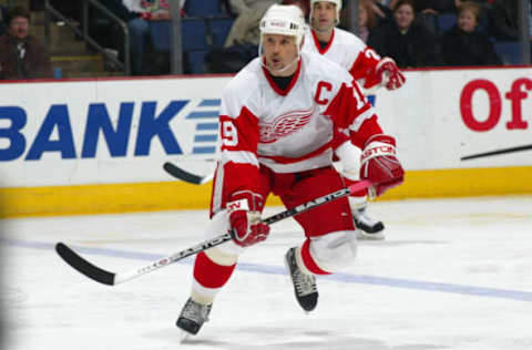 2004 Season: Detroit Red Wings at Columbus Blue Jackets, March 11, 2004, And Player Steve Yzerman. (Photo by Bruce Bennett Studios/Getty Images)