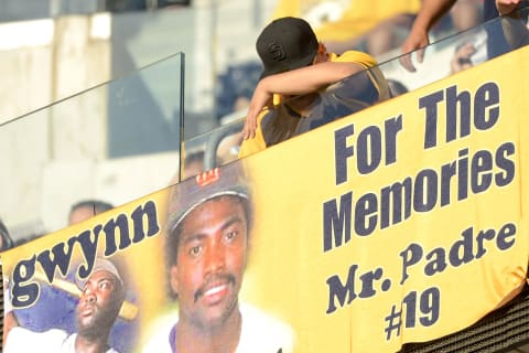 SAN DIEGO, CA – JUNE 26:  (Photo by Andy Hayt/San Diego Padres/Getty Images) *** LOCAL CAPTION *** Tony Gwynnn;Fans