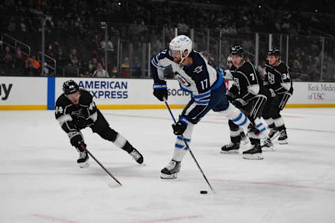 Winnipeg Jets, Adam Lowry (17), LA Kings, Mikey Anderson (44). Mandatory Credit: Kirby Lee-USA TODAY Sports