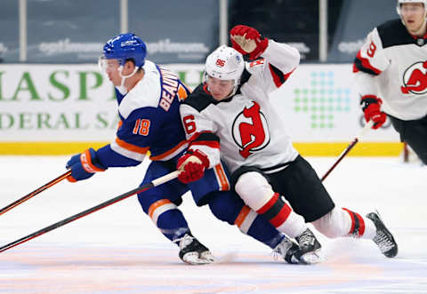 Jack Hughes #86 of the New Jersey Devils. (Photo by Bruce Bennett/Getty Images)