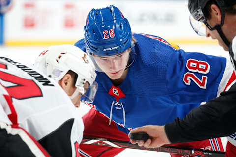 Lias Andersson #28 of the New York Rangers