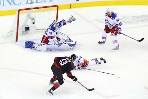 Morgan Geekie #43 of the Carolina Hurricanes. (Photo by Andre Ringuette/Freestyle Photo/Getty Images)