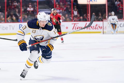 OTTAWA, ON – FEBRUARY 18: Jimmy Vesey #13 of the Buffalo Sabres . (Photo by Jana Chytilova/Freestyle Photography/Getty Images)