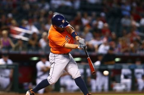 May 31, 2016; Phoenix, AZ, USA; Houston Astros second baseman Jose Altuve against the Arizona Diamondbacks at Chase Field. Mandatory Credit: Mark J. Rebilas-USA TODAY Sports