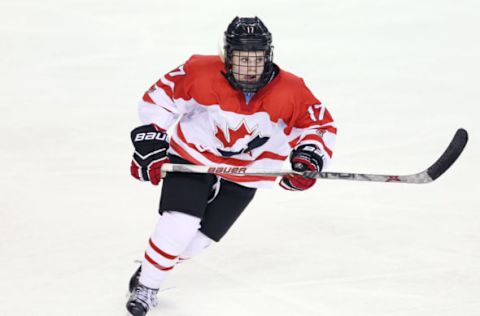 ST. CATHARINES, ON – JANUARY 15: Emma Maltais #17 of Team Canada skates in the Gold Medal game against Team USA during the 2016 IIHF U18 Women’s World Championships at the Meridian Centre on January 15, 2016 in St. Catharines, Ontario, Canada. (Photo by Vaughn Ridley/Getty Images)