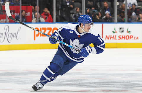 TORONTO, CANADA – NOVEMBER 19: Mitchell Marner #16 of the Toronto Maple Leafs  (Photo by Claus Andersen/Getty Images)