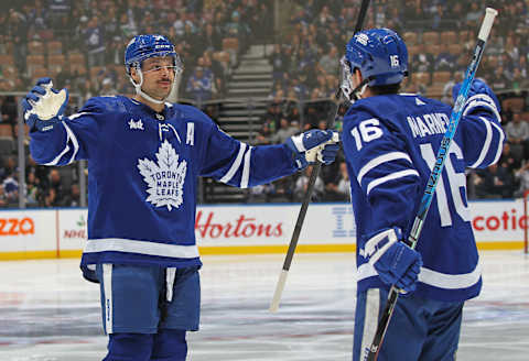 TORONTO, CANADA – NOVEMBER 30: Mitchell Marner #16 of the Toronto Maple Leafs   (Photo by Claus Andersen/Getty Images)