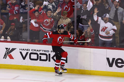 New Jersey Devils left wing Miles Wood (44): Ed Mulholland-USA TODAY Sports