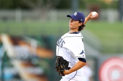 Nov 5, 2016; Surprise, AZ, USA; West pitcher Brent Honeywell of the Tampa Bay Rays during the Arizona Fall League Fall Stars game at Surprise Stadium. Mandatory Credit: Mark J. Rebilas-USA TODAY Sports