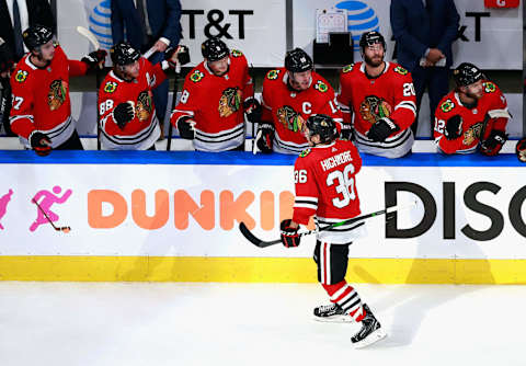 Matthew Highmore #36 of the Chicago Blackhawks (Photo by Jeff Vinnick/Getty Images)