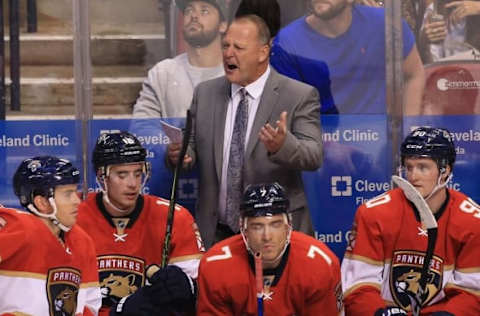 NHL Power Rankings: Florida Panthers head coach Gerard Gallant reacts in the third period of a game against the New Jersey Devils at BB&T Center. Mandatory Credit: Robert Mayer-USA TODAY Sports