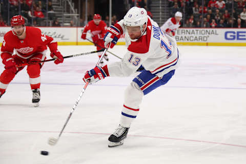 DETROIT, MICHIGAN – JANUARY 07: Max Domi #13 of the Montreal Canadiens skates against the Detroit Red Wings at Little Caesars Arena on January 07, 2020 in Detroit, Michigan. (Photo by Gregory Shamus/Getty Images)