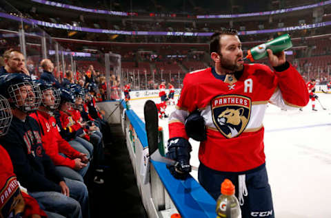 SUNRISE, FL – JANUARY 12: Keith Yandle during warm ups before the Panthers square off against Calgary.