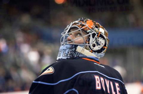 TUCSON, AZ – NOVEMBER 22: San Diego Gulls goalie Kevin Boyle (33) during a hockey game between the San Diego Gulls and Tuscon Roadrunners on November 22, 2017. (Photo by Jacob Snow/Icon Sportswire via Getty Images)