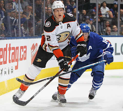 TORONTO, ON – FEBRUARY 7: Josh Manson #42 of the Anaheim Ducks skates   (Photo by Claus Andersen/Getty Images)/