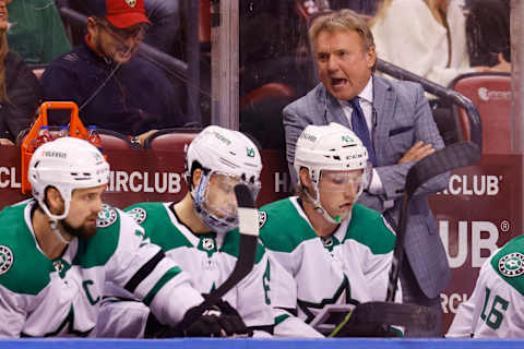 SUNRISE, FLORIDA – JANUARY 14: Head coach Rick Bowness of the Dallas Stars reacts against the Florida Panthers during the second period at FLALive Arena on January 14, 2022 in Sunrise, Florida. (Photo by Michael Reaves/Getty Images)