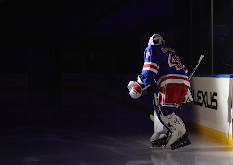 Alexandar Georgiev #40 of the New York Rangers. (Photo by Bruce Bennett/Getty Images)