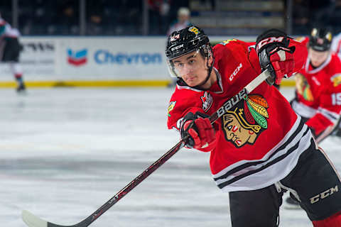 KELOWNA, BC – MARCH 02: Seth Jarvis #24 of the Portland Winterhawks warms up on the ice against the Kelowna Rockets at Prospera Place on March 2, 2019 in Kelowna, Canada. (Photo by Marissa Baecker/Getty Images)