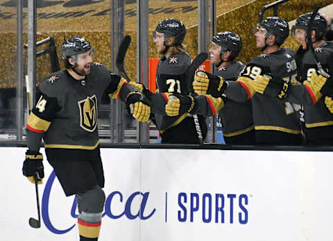 Nicolas Hague #14 of the Vegas Golden Knights. (Photo by Ethan Miller/Getty Images)