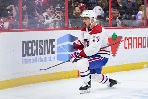 Max Domi #13 of the Montreal Canadiens. (Photo by Jana Chytilova/Freestyle Photography/Getty Images)