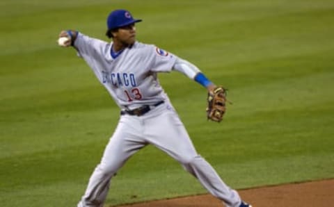 SAN DIEGO, CA – SEPTEMBER 26: Starlin Castro #13 of the Chicago Cubs fields the ball and throws to first base for the out during the first inning of the game against the San Diego Padres at Petco Park on September 26, 2011 in San Diego, California. (Photo by Kent C. Horner/Getty Images)