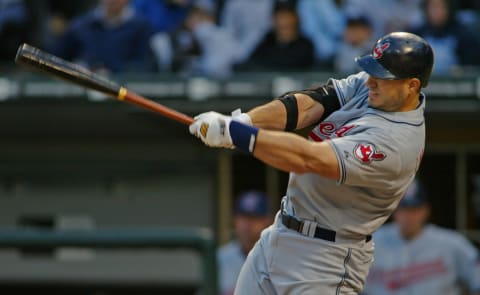 Cleveland Indians DH Travis Hafner homers against the Chicago White Sox on June 11, 2006 at U.S. Cellular Field in Chicago, Illinois. Westbrook and the Indians led the White Sox 8-2 in the 6th inning. (Photo by Chuck Rydlewski/Getty Images)