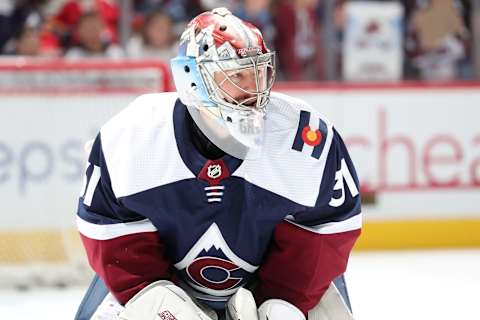 DENVER, CO – JANUARY 21: Goaltender Philipp Grubauer #31 of the Colorado Avalanche skates prior to the game against the Nashville Predators at the Pepsi Center on January 21, 2019 in Denver, Colorado. The Predators defeated the Avalanche 4-1. (Photo by Michael Martin/NHLI via Getty Images)