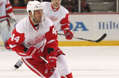 ANAHEIM, CA – DECEMBER 3: Todd Bertuzzi #44 of the Detroit Red Wings moves the puck center ice against the Anaheim Ducks during the game on December 3, 2010. (Photo by Debora Robinson/NHLI via Getty Images)