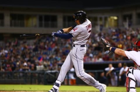 Nov 5, 2016; Surprise, AZ, USA; East outfielder Bradley Zimmer of the Cleveland Indians during the Arizona Fall League Fall Stars game at Surprise Stadium. Mandatory Credit: Mark J. Rebilas-USA TODAY Sports