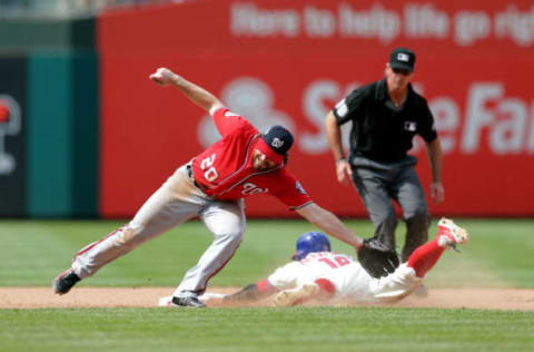 Hernandez earned the third regular spot behind Hoskins and Santana on Opening Day. Photo by H. Martin/Getty Images.