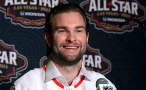 LAS VEGAS, NEVADA – FEBRUARY 04: Jack Campbell #36 of the Toronto Maple Leafs speaks during the Media Day as part of the 2022 NHL All-Star Weekend on February 04, 2022 in Las Vegas, Nevada. (Photo by David Becker/Getty Images)