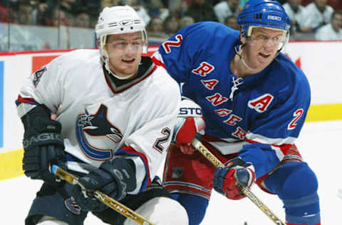 Brian Leetch #2 of the New York Rangers (Photo by Jeff Vinnick/Getty Images/NHLI)