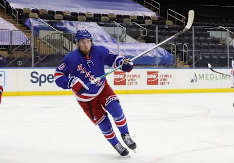 Alexis Lafreniere #13 of the New York Rangers. (Photo by Bruce Bennett/Getty Images)