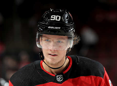 Jesper Boqvist #90 of the New Jersey Devils. (Photo by Elsa/Getty Images)