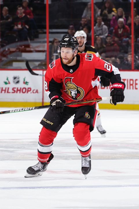 OTTAWA, ON – NOVEMBER 27: Connor Brown #28 of the Ottawa Senators skates in a game against the Boston Bruins at Canadian Tire Centre on November 27, 2019 in Ottawa, Ontario, Canada. (Photo by Jana Chytilova/Freestyle Photography/Getty Images)