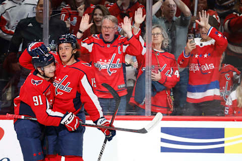 Joe Snively, Sonny Milano, Washington Capitals Mandatory Credit: Geoff Burke-USA TODAY Sports