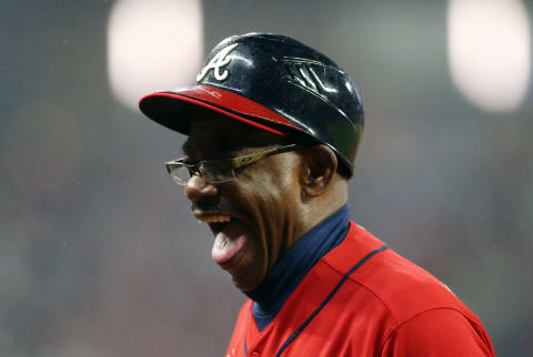 Oct 29, 2021; Atlanta, Georgia, USA; Atlanta Braves third base coach Ron Washington (37) during game three of the 2021 World Series against the Houston Astros at Truist Park. Mandatory Credit: Brett Davis-USA TODAY Sportsa37