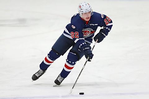 Cole Knuble #22 of Team Blue. (Photo by Mike Mulholland/Getty Images)