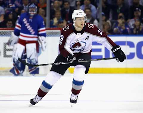 NEW YORK, NY – OCTOBER 05: Nathan MacKinnon (Photo by Bruce Bennett/Getty Images)