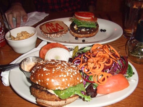 Vegan burgers at the Chicago Diner.