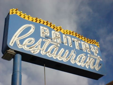 Sign at The Pantry in Santa Fe, New Mexico