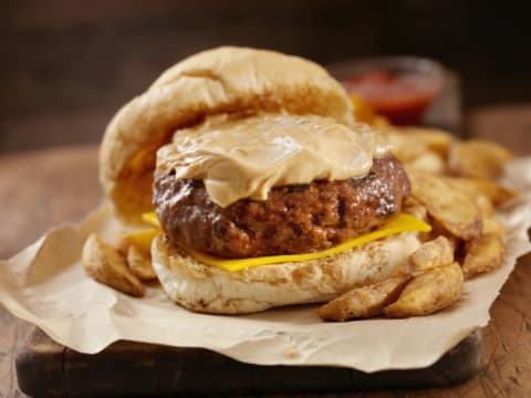 peanut butter on a hamburger