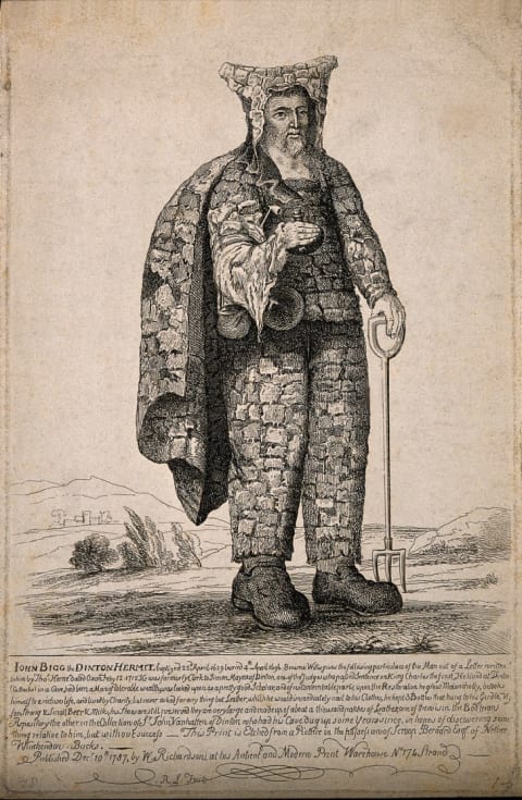 A 1787 etching of "eccentric hermit" John Bigg.