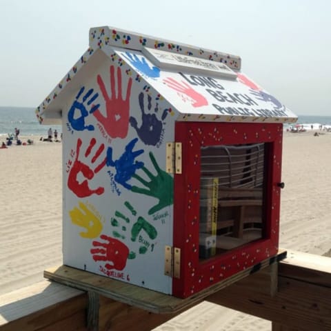 Little Free Library located in Long Island Beach, California.