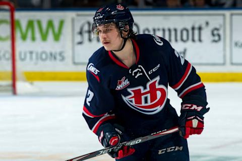 Calen Addison #2 of the Lethbridge Hurricanes.(Photo by Marissa Baecker/Getty Images )