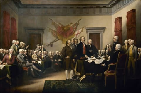 John Trumball's 1819 painting Declaration of Independence.