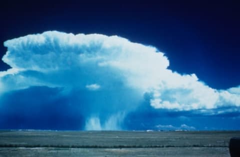 Well-developed thunderstorm with microburst, circa 1980