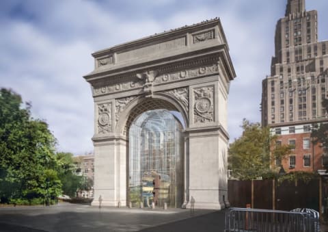 Rendering of one piece in the multi-part Public Art Fund project "Ai Weiwei: Good Fences Make Good Neighbors" at Washington Square Park.