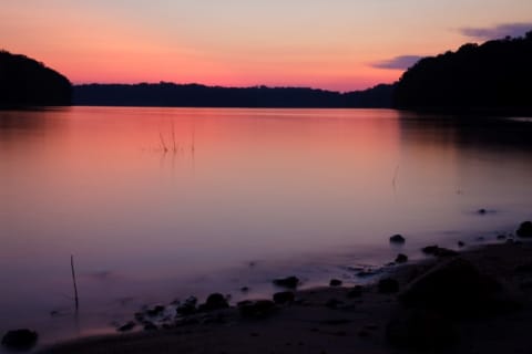 Lake Lanier in Georgia at sunset.